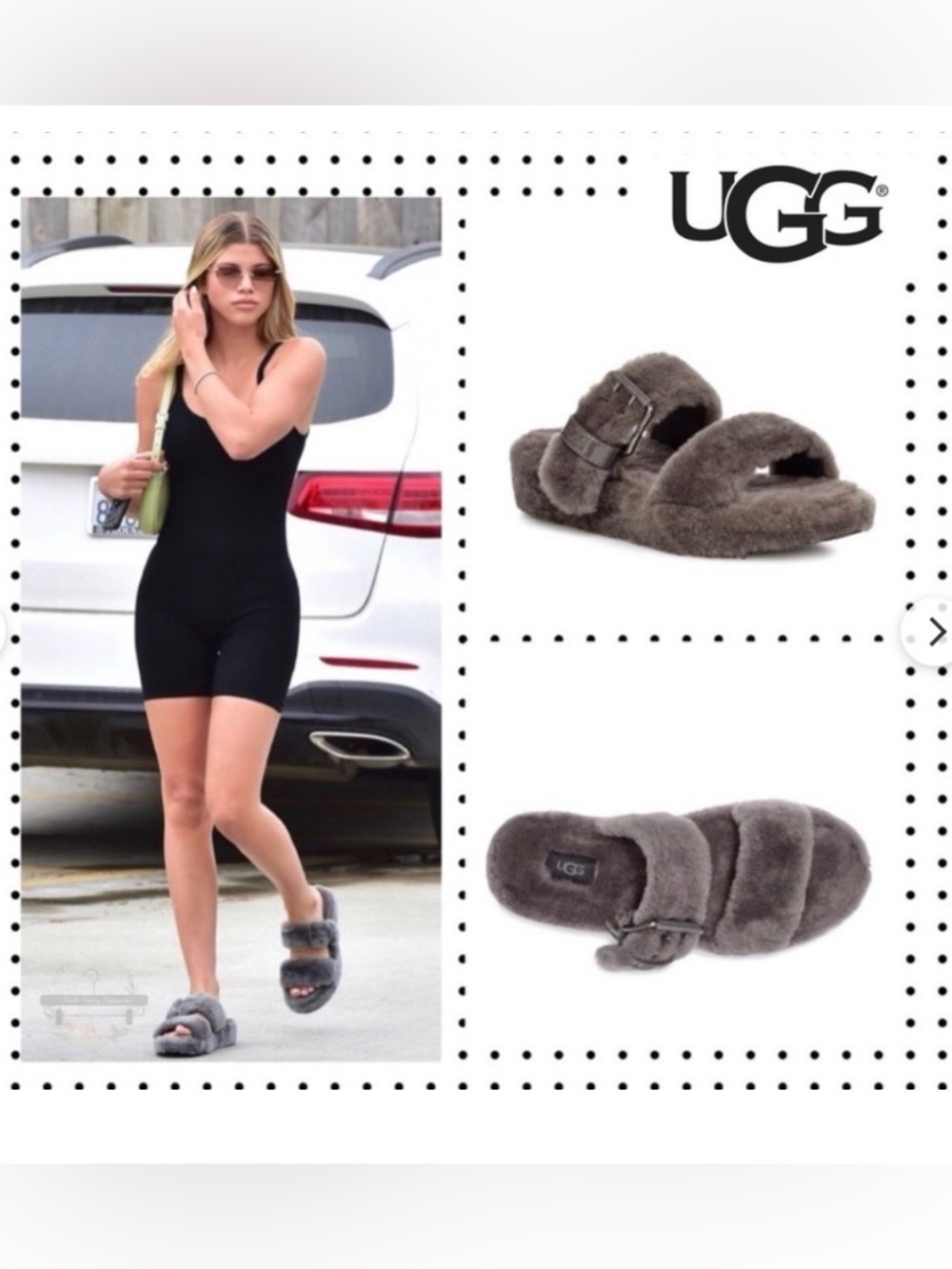 UGG Fuzz Yeah Slide Slippers Gray Size 9 NWOT Shearling Platform Cozy Chic